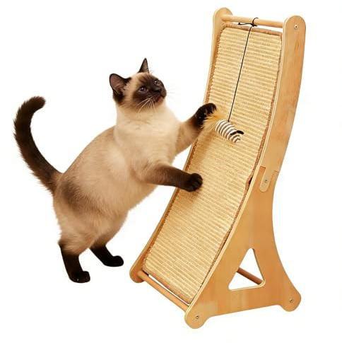Cat Scratching Pads | Boredom Relief Interactive Cat Toy | Sisal Kitten Scratching Ramp with Toy Ball - for Indoor Living Room Play Corner Floor Kittens Puppy Rabbits