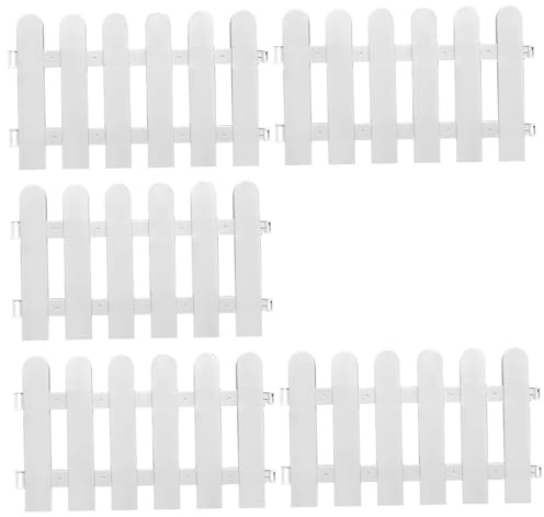 Recinzione da giardino bianca, staccionata bianca da 5 pezzi, elegante siepe con inserti in picchetto in plastica, bordo decorativo protettivo per prato per giardino, paesaggistica, fattorie, 50*30 c