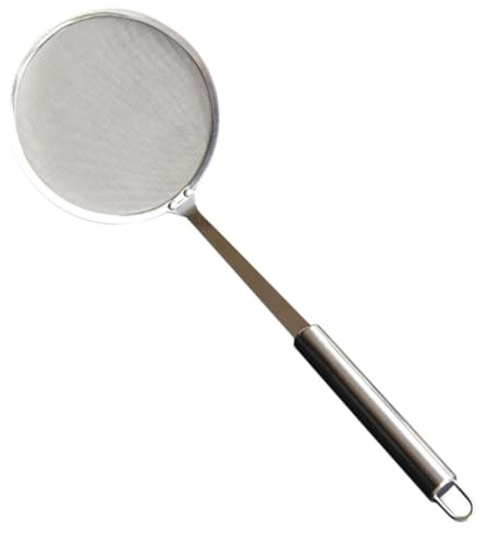 Beavorty Cuchara Coladora de Acero Inoxidable 14 Cm Malla Fina para Filtrar Alimentos, Espumadera Resistente para Freír, Cocina y Ollas Calientes, Utensilio de Cocina Multifuncional