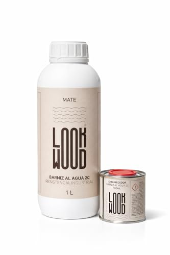 LookWood Barniz Al Agua 2C Para Madera Alta Resistencia Protector Profesional Para Encimeras Mesas Y Superficies De Uso Intensivo Interior (Mate, 1L)