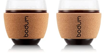 Bodum 11185-109S Pavina Set 2 Gläser, Glas, Transparent/Kork, 0.3 L, 8 x 8 x 8.8 cm, 2 Einheiten