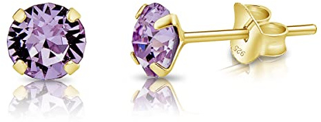 Orecchini Donna Oro - Orecchini Viola - Orecchini Punto Luce Argento 925 Placcati Oro - Orecchini a Perno - Orecchini Punto Luce Oro - Orecchini Dorati