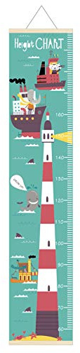 SWECOMZE Kinder Messlatte 30 * 142cm Abnehmbar Hängend Wachstum Diagramm Messleiter Lineal wasserdichte Höhentabelle für Baby Kinderzimmer Schlafzimmer Wanddekoration (Leuchtturm)
