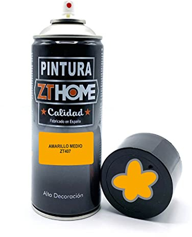 Pintura Spray 400ml imprimacion para madera, metal, ceramica, plasticos/Pintura para todo tipo de cosas y superficies Radiadores, bicicleta, coche, plasticos, microondas, graffiti (Amarillo Medio)