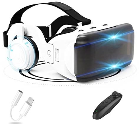Lunette 3D VR, Casque de Réalité Virtuelle, Casque VR, Contrôleur Bluetooth Smartphone pour iPhone 13 Pro Max/13 Pro/13/12/11, pour Samsung Galaxy S21, Huawei, Xiaomi séries ( Color : A , Size : Ios )