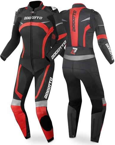 Bogotto Misano Combinaison en cuir de moto deux pièces pour femmes, schwarz/rot, 40