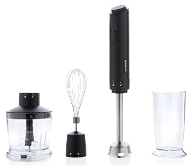 Brabantia D8-4CMB - 1000 Watt - 8 velocidades - Función turbo - Picadora de hielo - Picadora - Batidor - Vaso medidor - 600 ml - Apto para lavavajillas - Negro - Acero inoxidable