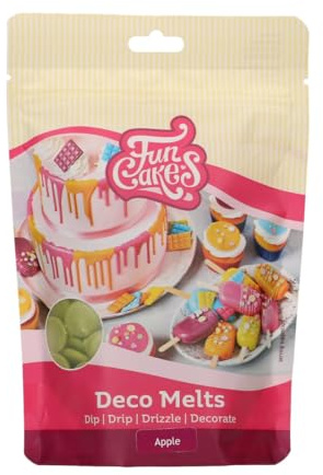 FunCakes Deco Melts, Green Apple, 250 g | Tauchen, drippen, dippen und dekorieren! In der Mikrowelle schmelzen und in jede Formgießen