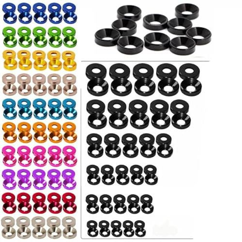 10 Stück Aluminiumlegierung M2 / M2,5 / M3 / M4 / M5 / M6 Bunte eloxierte Senkkopfschrauben-Unterlegscheiben-Dichtung-M4, Rot