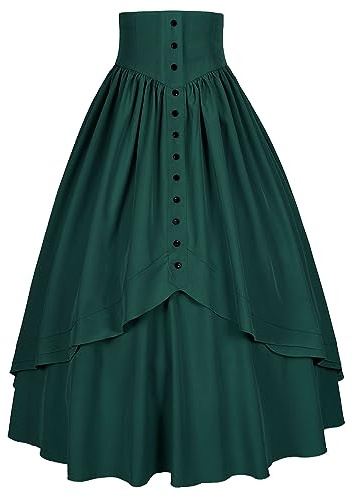 Mingyuezai Women Victorian Skirt Medieval Renaissance Peasant Skirt(Z2880GN,M)