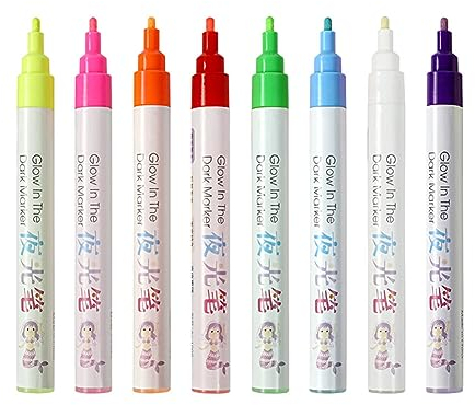 LICHENGTAI Textilstifte Waschmaschinenfest Stofffarbe Fluoreszierende Stoffmalstifte, UV-Farbe leuchtet unter Schwarzlicht, Textilfarbe Stifte zum Malen für T-Shirts, Lätzchen, Stoffbeutel, Schuhe