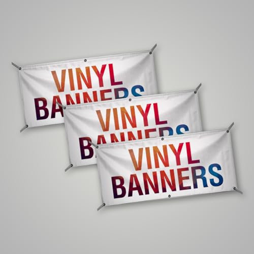 BUNDLE DEAL OF 3 BANNERS, 2FT X 6FT EACH Personalised Customised Banner Free Artwork Design Heavy Duty PVC Vinyl Indoor/Outdoor Banner