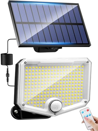 One Fire Solar Security Lights Outdoor Motion Sensor,[222LED+3 Modes+2200mAh] Solar Lights Outdoor Garden IP65 Remote
