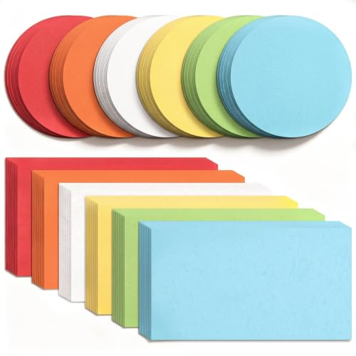 KOOGEL 300 Stück Moderationskarten Set, 6 Farben Metaplankarten Rund und Rechteckig, Bunte Karten für Präsentation Workshop Büro, Karteikarten für Brainstorming und Lernen
