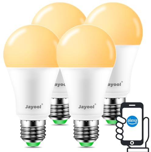 Jayool Ampoule Connectée Alexa，E27 Ampoule LED, Blanc Froid à Blanc Bhaud Réglable, Multicolore,RGB, 1200LM =120W, No Google Home (Lot de 4)