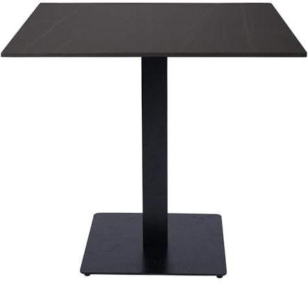 Liberoshopping Tavolo da bar, pub ristoranti con base nera H75 e piano per esterno quadrato 80x80 cm in pietra sintetizzata (Marmo Nero)