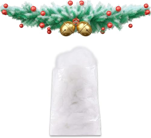 Kunstschnee Deko,Künstliche Weihnachtsdekoration,Weiße Faser Deko Schnee,Kunstschnee Zum Basteln,Flauschiger Baumwollschnee für Weihnachtsdorf/Bastelwatte FüLlwatte/Weihnachtsbaum/Indoor Winter(158 g)
