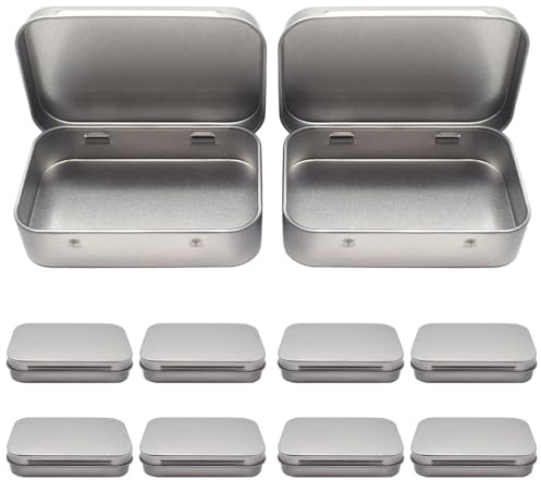 ZOCONE Lot de 10 Boîtes en Métal avec Couvercles, Mini Boîte de Rangement, Boîte en Métal, Boîtes Rectangulaires en Métal pour Bonbons Maison, Petits Objets (95 x 60 x 21 mm) (Argent)