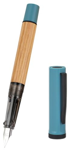 Jinhao - Pluma estilográfica de madera 58 con clip negro, punta fina con convertidor de tinta recargable, instrumento de escritura suave (azul morandi)