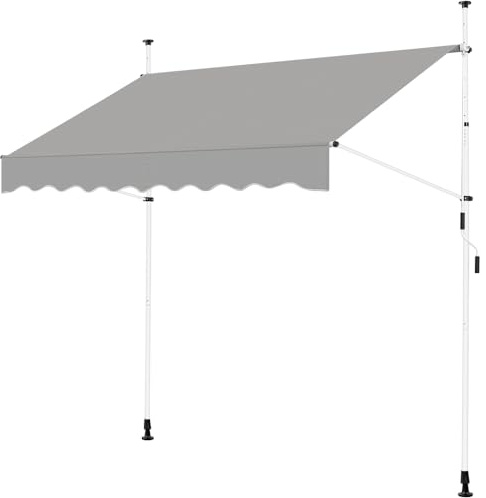 Yaheetech Tenda da Sole per Balcone Esterno Veranda a Bracci Estensibili con Manovella Regolabile Telo Avvolgibile Retrattile Resistente ai Raggi UV Telaio Telescopico 250 x 120 cm Grigio Chiaro
