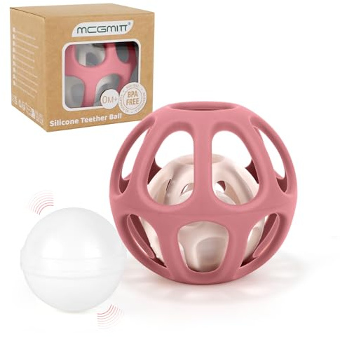 MCGMITT Baby Rattle Teether Toy, Easy Grasp Silicone Sensory Balls, Food Grade Stretchy Infant Toy Baby Ball, Montessori Teething Toy Gift for Infant Boys and Girls 0-6-12 Months