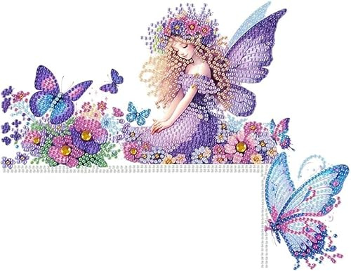 Yarteim Diamond Painting Frühling Türrahmen Deko,Diamond Art Schmetterling Fee Türecke Dekoration,Diamond Painting Blumen Ostern Türdeko,DIY Diamant Malerei Basteln Frühling Tür Ecke Deko (03)