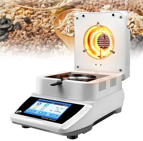 PASPRT Tester Digitale dell'analizzatore di umidità da 4,3 Pollici, risoluzione di pesatura della capacità di 100 g 0,001 g, analizzatore di umidità alogeno elettronico Portatile