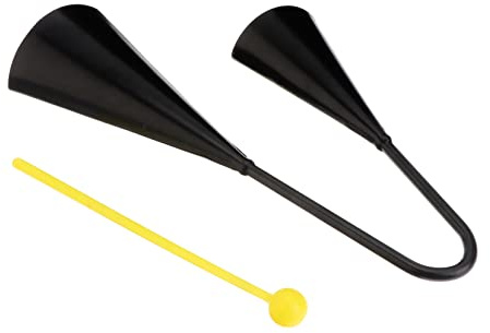 Doppelte Kuhglocken aus Eisen, Schwarz, Groß, mit Holzhammer, Robust | Outdoor Einsatz, Vielseitig Nutzbar, Leicht zu Tragen, Weihnachten Party Geeignet