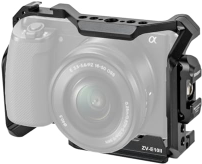 Jaula ZV-E10 II, Alpha ZV-E10 ii/ZVE10 ii con bloqueo de correa de hombro para cámara y abrazaderas de cable HDMI/SDI/USB-A/USB-C/tipo C, soporta cable de 2 a 6 mm de diámetro