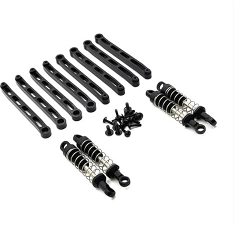 RC Repair Parts Compatible with MN for MN78 1/12 RC Car Spare Parts Aluminum Upgrade Outer for Spring Shock Absorber for Chassis Fixing Rod Set(Black)