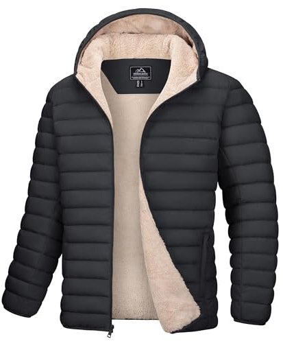 MAGCOMSEN Winterjacke Herren Warm Fleecejacke Winddicht Übergangsjacke | Outdoor Freizeit Jacken,Wasserabweisende Gefüttert Arbeitsjacke Mit Taschen,Für Winter Herbst Alltag
