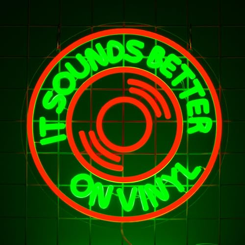 YSUIEC It Sounds Better On Vinyl Neon Sign, Dimmables Neon Signs For Wall Decor, Music LED Light Up Signs for Bedroom Bar Music Live Room Recording Studio Decorations