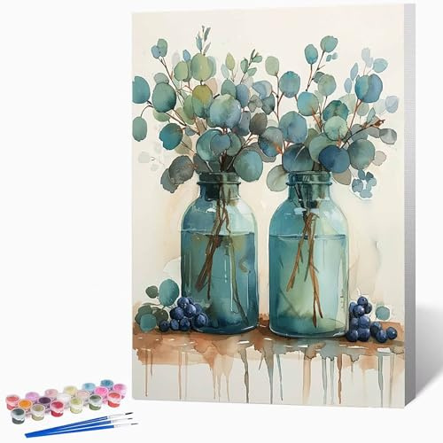 Paint by Numbers for Adults Plant Painting by Numbers for Adults Bottle, Craft Art Painting Canvas Kits Bring Pigment and Brushes, Gifts for Women, Room Decor 12x16 inch (Without Frame) -LKF0721P7