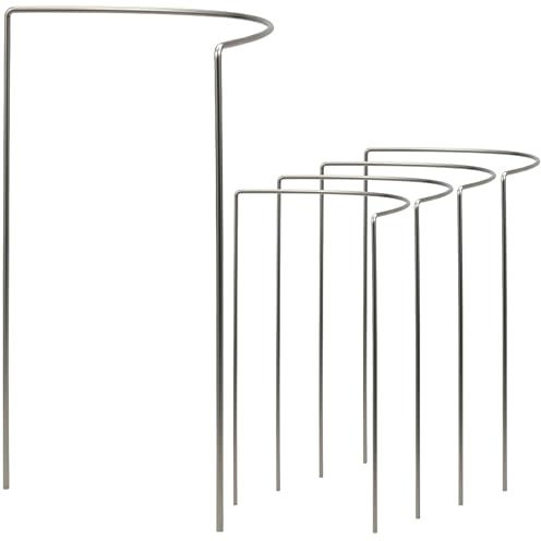 Hummelladen 100 STÜCK Edelstahl Pflanzenstütze Staudenstütze halbrund - Ø 38 cm - 70 cm hoch aus 4mm Edelstahl Draht Buschstütze - Staudenstütze - Pflanzbogen Staudenhalter Rankhilfe Pflanzenring