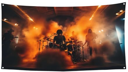 Schwarzer Rauch, Musik1 Druck, hängende Hintergrundbanner für Party, Feier, Innen- und Außendekoration für festliche Veranstaltungen