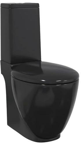 Genérico Inodoro WC Redondo de cerámica con Cisterna Negro,Bricolaje,Fontanería,Piezas para fontanería,Baños y bidés,Baños-141136