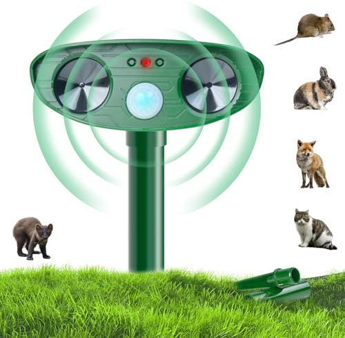 MTEZIZ Ahuyentador de Gatos Exterior, Espanta Palomas, Repelente de Ratas | Auyentadores de Gatos potente, Repelente Gatos Exterior Jardin, Ahuyenta Gatos, con IPX4 y sensor de movimiento PIR