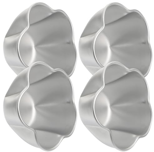 Sewroro 4 Moldes para Tartaletas de Huevo Mini de Aluminio, Molde para Cupcakes y Muffins Antiadherente, 4 Piezas para Hornear Postres Individuales en Cocina Doméstica