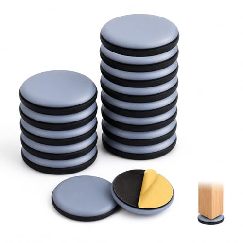 20 Patins Glissants PTFE Téflon Pour Meubles, Patins Glisseurs Auto-Adhésifs 30 Mm Pour Meubles, Protections Téflon Rondes Pour Chaises, Tables Et Pieds De Meubles Lourds, Réduction Bruit Patin Teflon