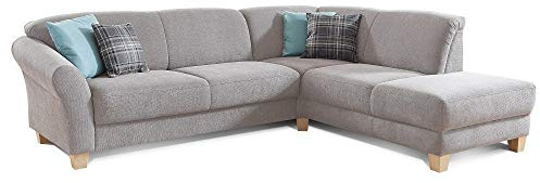 CAVADORE Ecksofa Gootlaand mit Ottomane rechts / Große Couch im Landhausstil / Mit Federkern / 257 x 84 x 212 / Braun
