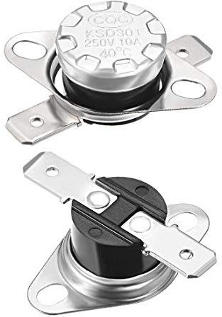 sourcing map KSD301 Thermostat 40°C/104°F 10A Normalerweise geschlossen N.C. Einstellen der Schnappscheiben-Temperaturschalter für Mikrowelle, Backofen, Kaffeemaschine 2 Stück