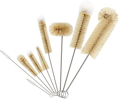 Masthome 9pcs Goupillons à Bouteille, 9 Tailles Long Manche Tube Brosses, Tuyau Brosse de Nettoyage, pour Bouteilles de Bière ou de Vin à Col Etroit, Bouteille d'eau, Bébé Biberon Bouilloire Clavier