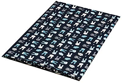 1buy3 Jersey Stoff Gemustert zum nähen | 92% Baumwolle, 8% Elasthan | Kinderstoff | Baumwolljersey | Muster: Hasen blau auf dunkelblau | 100cm x 160cm | Grundpreis je m² = €8,43