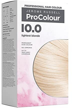 Jerome Russell ProColour Lightest Blonde 10.0 Permanent Hair Colour – Ammonia Free Hair Dye for Full Grey Coverage, Shine & Colour Retention with Brazil Nut Oil