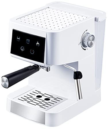 Drip Coffee Machine 2-in-1 Coffee Maker Espresso Coffee Machines with Milk Frother Double Cup Compact Coffee Brewer Multiple Functions for Moka/Cappuccino/Tea for Home & Office White