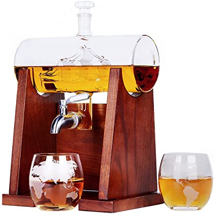 Whiskykaraffe mit 2 Globusgläsern, 1250 ml, Whisky-Karaffe, Set für Whisky, Geschenke für Ehemann oder Freund von The Wine Savant