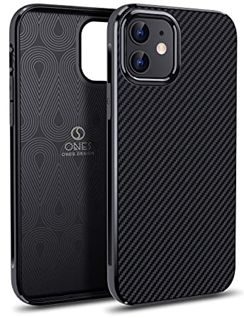 ONES Ultra Dünn Hülle für iPhone 12 mini · Kohlefaser-Textur [Fingerabdruck Verhinderung] [Kamera- und Bildschirmschutz] [Stoßdämpfung] [rutschfest] · Leicht Handyhülle Schwarze