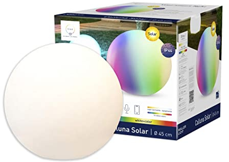 tint smarte Outdoor LED Kugel Calluna Solar, Solarleuchtkugel Ø 45 cm, weißes und farbiges Licht RGB, Zigbee, funktioniert mit Alexa…