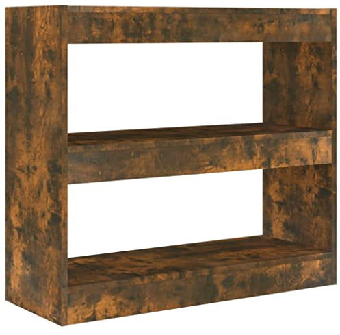 vidaXL Estantería/Divisor de Espacios Armario Estante Separador Partición Pantalla de Privacidad Mueble Librería Color Roble Ahumado 80x30x72 cm