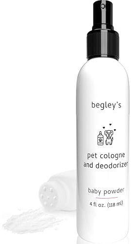 Begley's Pet Cologne and Deodorizer - Premium Essential Oil Dog Perfume Spray Long Lasting and Pet Odor Eliminator - Cat Perfume and Dog Cologne Spray - Baby Powder - 4 oz